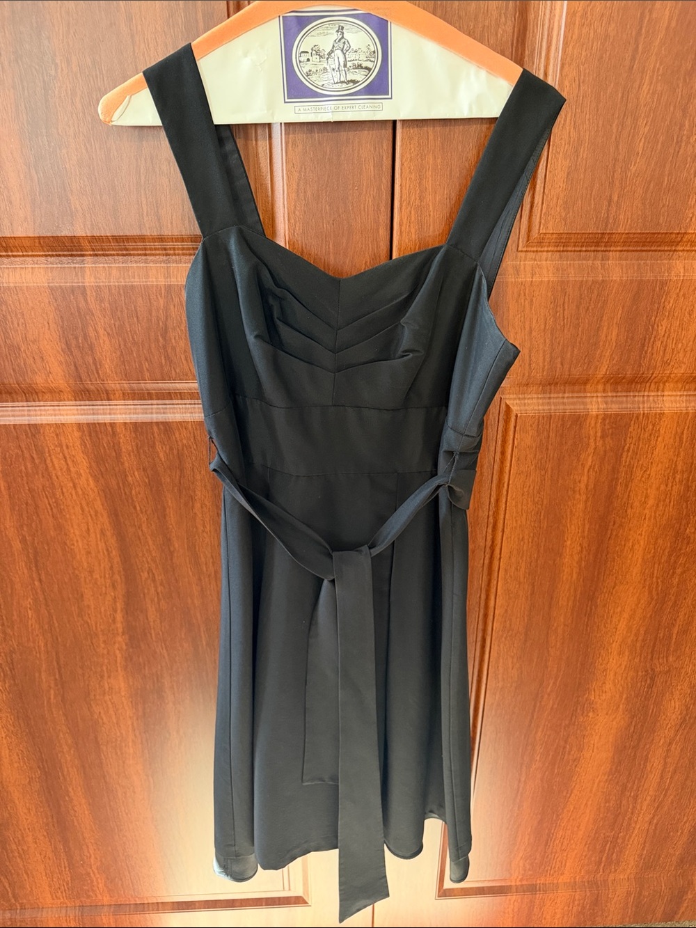 WHBM Black Sleeveless Fit & Flare Dress with Waist Tie Size 4